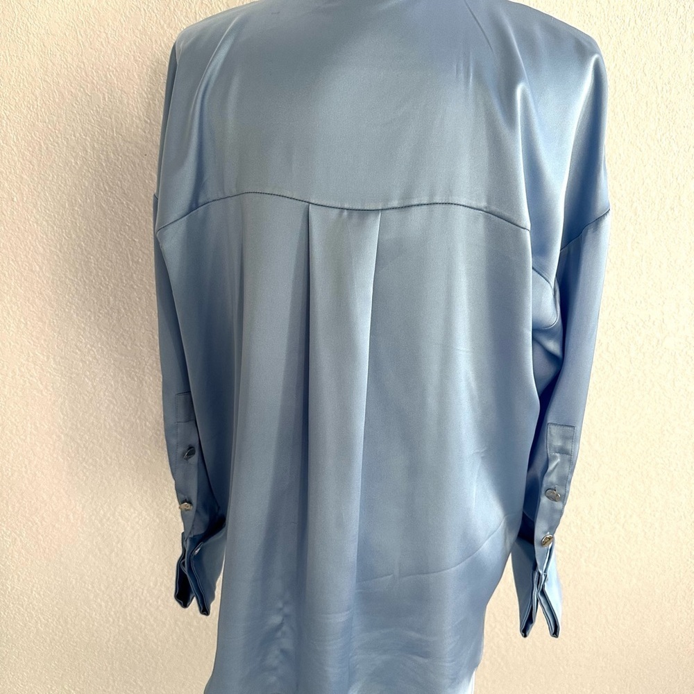 Zara Powder Blue Oversized Women's Button Down Shirt - Picture 6 of 7